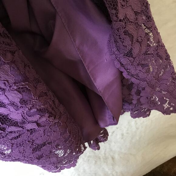 David's Bridal Dark Purple Strapless Lace Dress - Picture 14 of 14